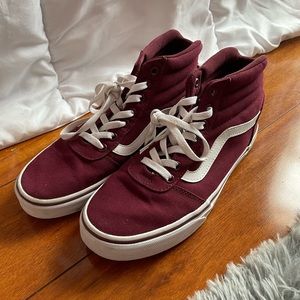 Maroon sk8 hightop vans!